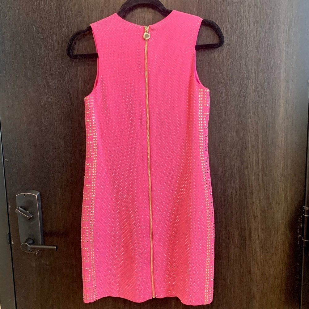 Versace x H&M Barbie Pink Gold Studded Sleeveless Mini Dress Womens Sz 4 - Picture 5 of 15